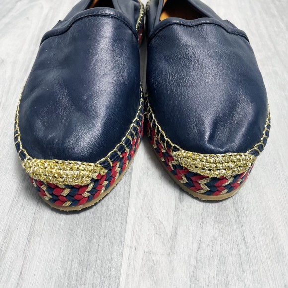 Gucci Pilar Blue Leather Espadrille Flats - Picture 2 of 9